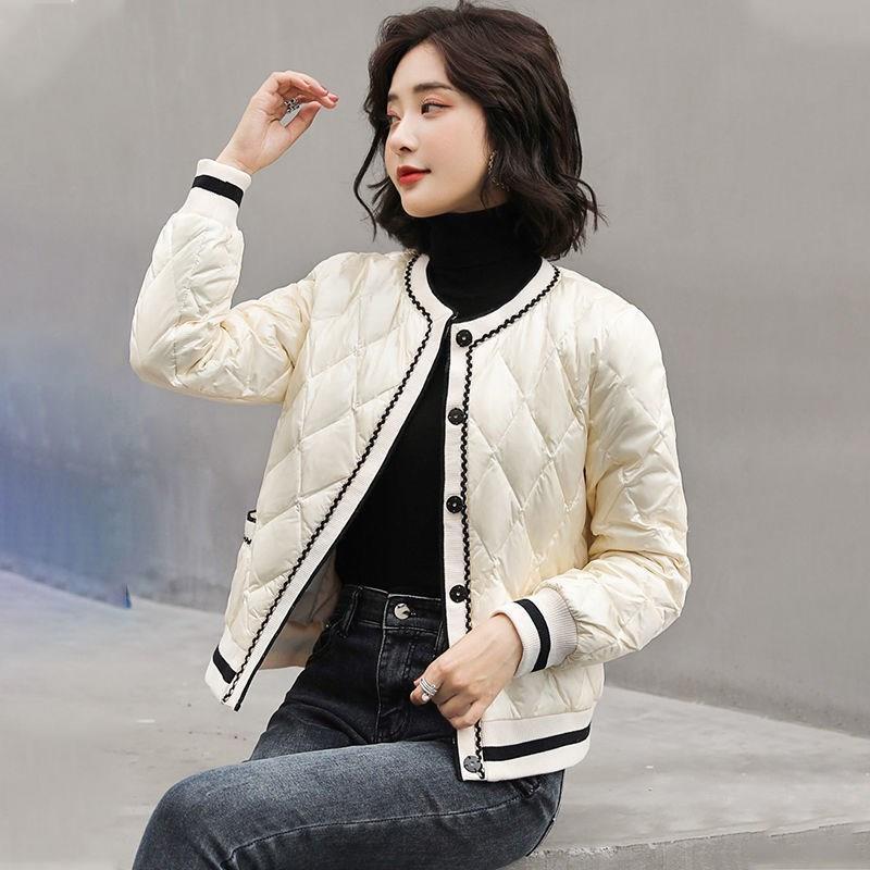 

Легкая и тонкая куртка-пуховик для женщин, короткая новая зимняя одежда, универсальная куртка из белого утиного пуха XL белый