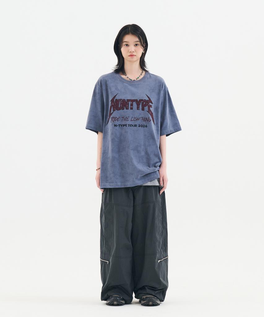 Nontai Pigment Dyed Vintage Band Graphic Tee (Blue)