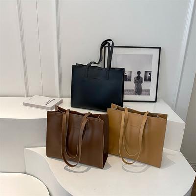 Large Capacity Zipper Shoulder Bag for Women Classic Style Bag Simple Durable Versatile Fashionable PU