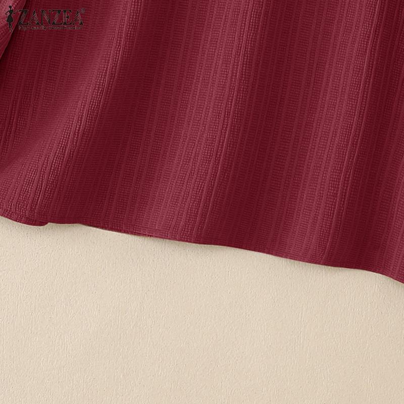 ZANZEA Women CasuaL Stand Collar Solid Color Long Sleeve Blouse