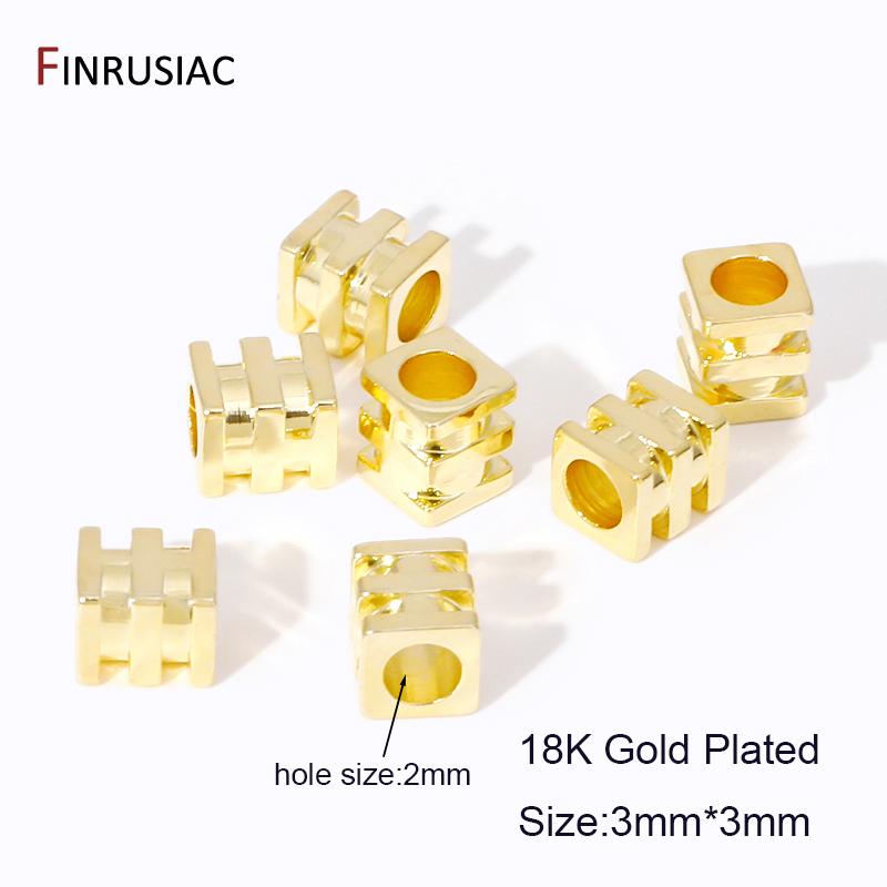

Wholesale 14K/18K Gold Plated Brass Cube Beads,3MM Spacer Separator Beads For DIY Bracelet Necklace Making Accessories 10 Pcs