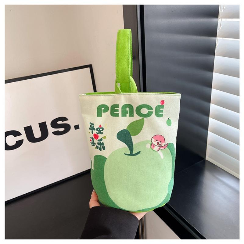 Original Cartoon Canvas Bucket Bag Full Moon Banquet Gift Cloth Bag Going Out Kindergarten Cute Little Bag