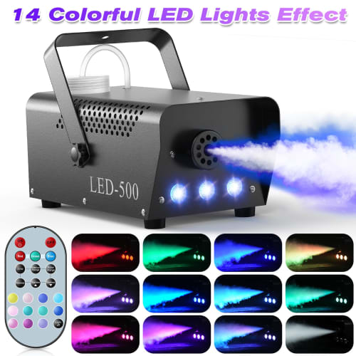 U`King 500W Fog Machine with Remote Control, Stable and Portable, Perfect for Parties, Disco DJ Effects, Christmas, Weddings, and Stage Performances