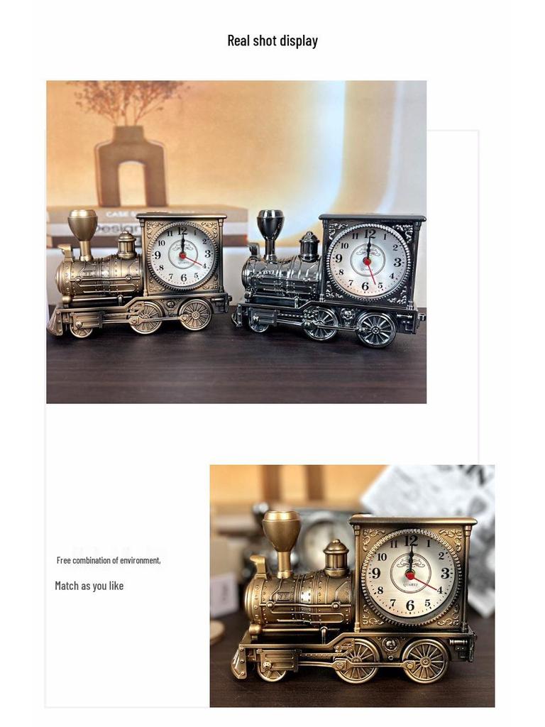 Vintage Locomotive Alarm Clock - Wake-Up & Back-to-School Gift for Students