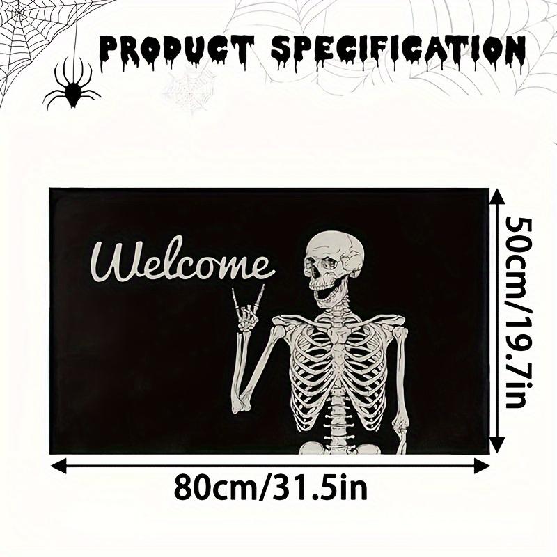 Funny Skull Welcome! 20x31.5in Halloween Door Mat - Living Room Kitchen Floor Mat - Indoor Outdoor Festival Decor