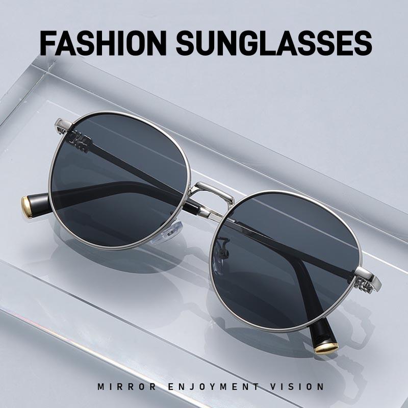 New Fashionable Round-Frame UV400 Sunglasses Premium UV-Protective Sunglasses for Men and Women Street Style Trends