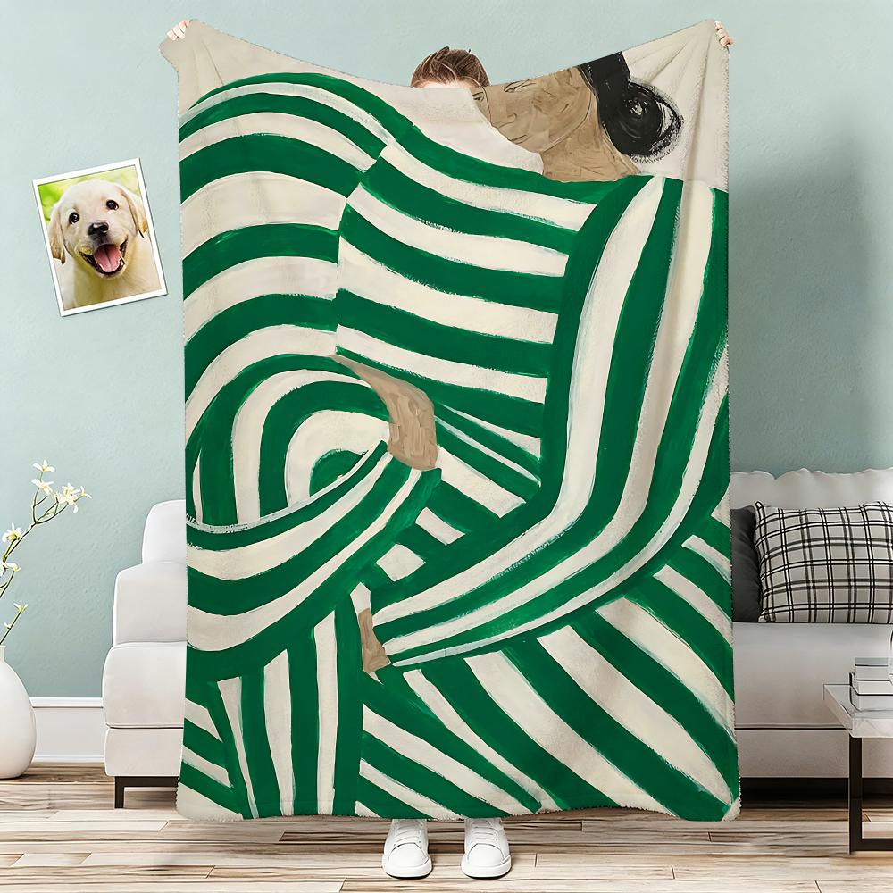 Abstract Sofia Lind Body Line Throw Lightweight 240g Flannel Blanket Soft Skin-friendly for Summer Cooling