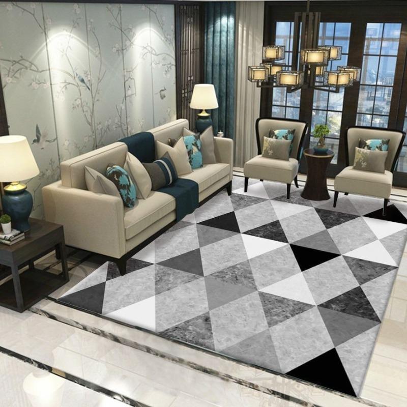 Moderner minimalistischer Raster Wohnzimmer Couchtisch Matte Mode Ins Stil Haushalt Große Fläche Geometrischer Teppich Schlafzimmer Bettvorleger