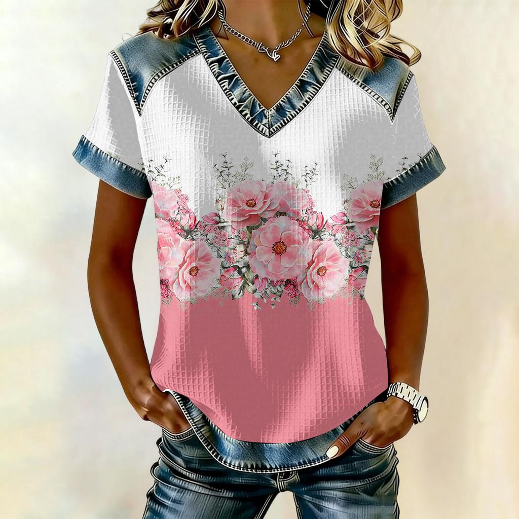 Women's Fashionable Casual Striped Checkered Printed Blouse