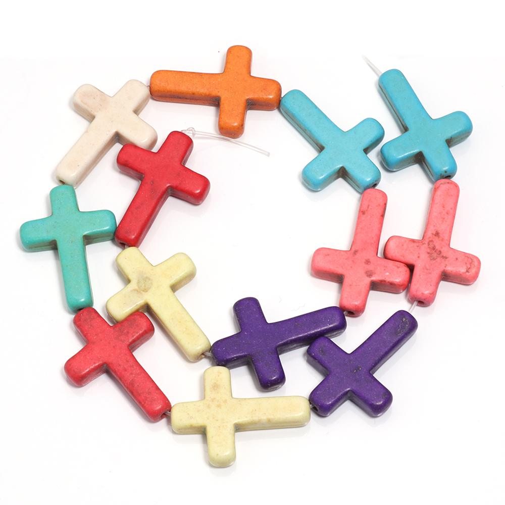 Natural Turquoise Stone Beads Colorful Cross Shape Loose Spacer Beads For Jewelry Making DIY Charm Bracelet Necklace Accessories