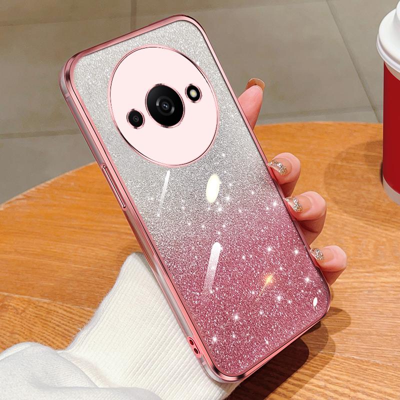 Transparent Glitter Electroplating TPU Silicone Case for Redmi A3 - Anti-Fall Protective Cover for Men and Women