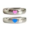 2 Pièces Bague Cœur Lumineuse Bleue Forme Cœur Anneaux Fluorescents Bagues de Couple Luxe Bijoux Cadeau Ornement Saint-Valentin