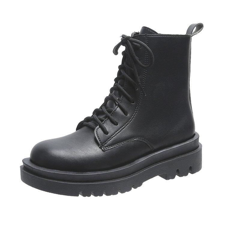 Size 35-42, Large Size Women's Shoes 41 Fat Feet Muffin Sole Martin Boots Female Korean Version Handsome Ins Autumn Thin Single Boots