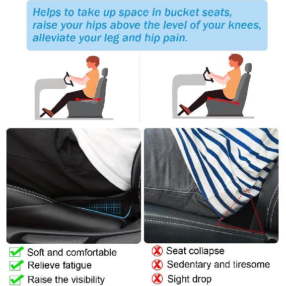 Wedge Car Seat Cushion, Memory Foam Car Truck Coccyx Seat Pillow For Driving - Sciatica And Back Pain Relief - Heightening Wedge Cushions For Car