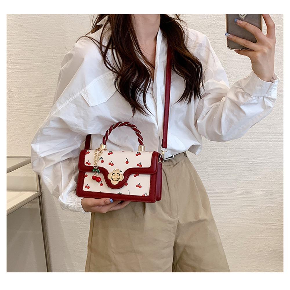 

Сумки через плечо Sweet Cherry с фруктовой печатью, сумка для мобильного телефона, модная маленькая квадратная сумка