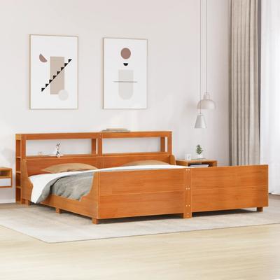Vidaxl Bed Without Mattress, Waxed Brown, 200X200 Cm, Pine Wood