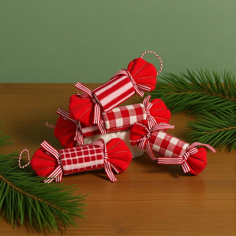 Christmas Decoration Red And White Candy Cane Grid Hot Air Balloon Xmas Tree Hanging Pendant Christmas New Year Party Ornament