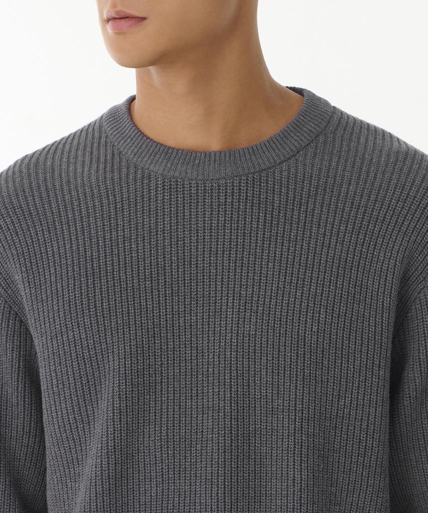 MUSINSA STANDARD Cotton Ribbed Crew Neck Knit [Gray]