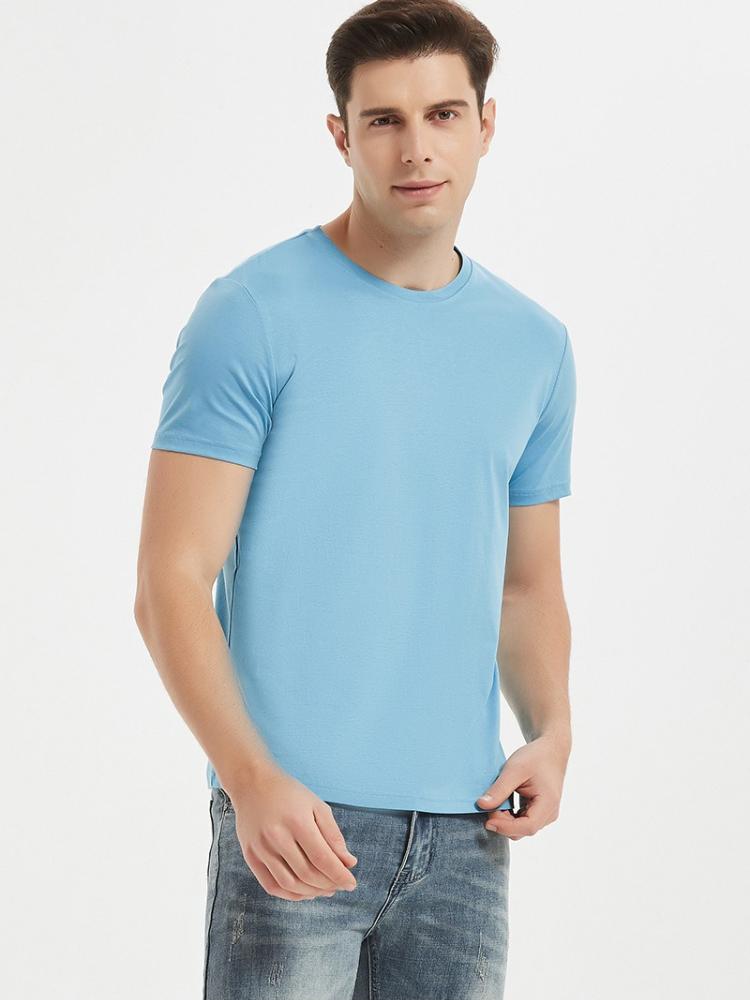 Męski T-shirt 80-count Dwustronnie Merceryzowany Bawełniany Biały Amoniak Czysta Bawełna Krótki Rękaw Casualowy Dekolt Okrągły dla Mężczyzn Lato