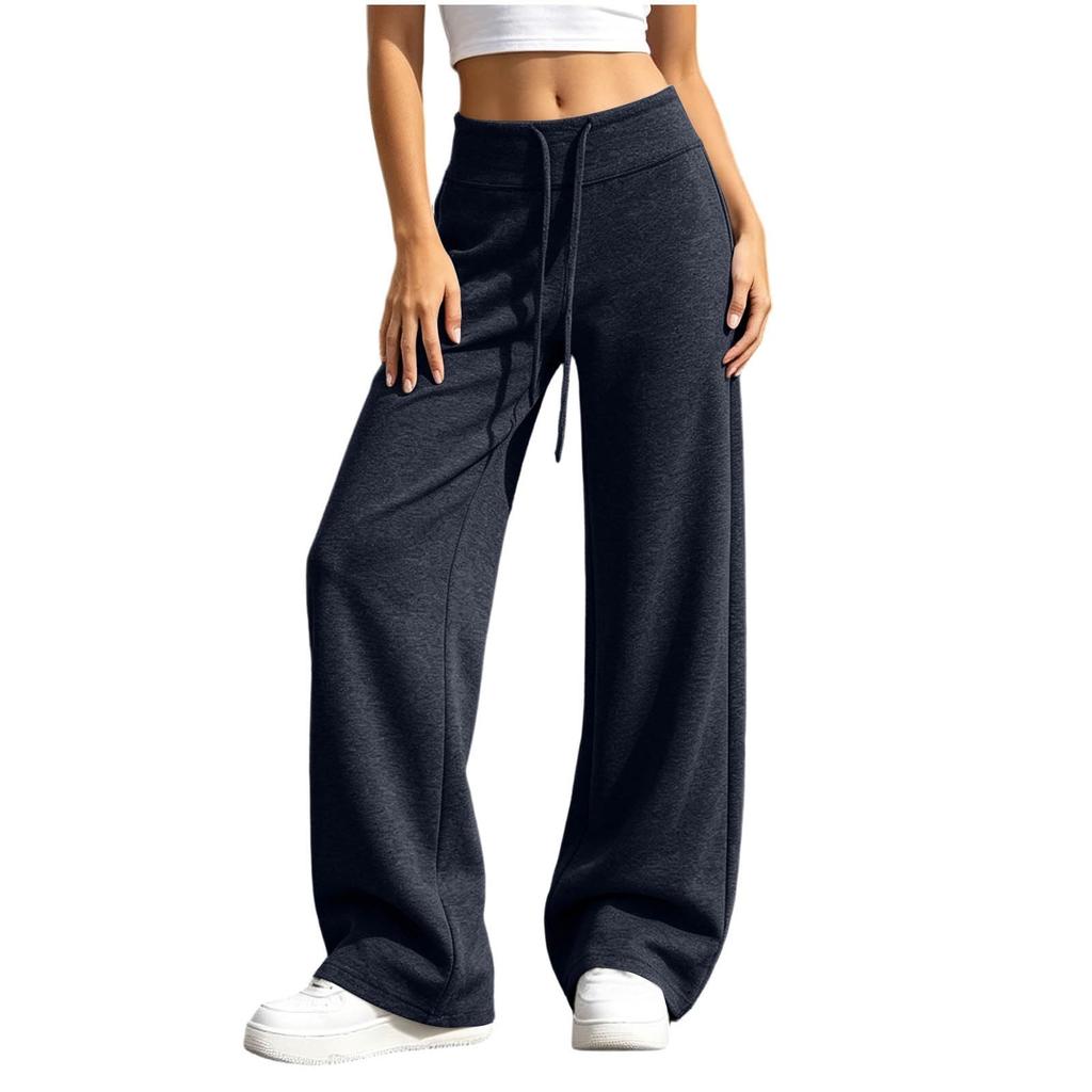 Women's Casual High Waist Wide Leg Stretchy Sweatpants with Pockets for Workout and