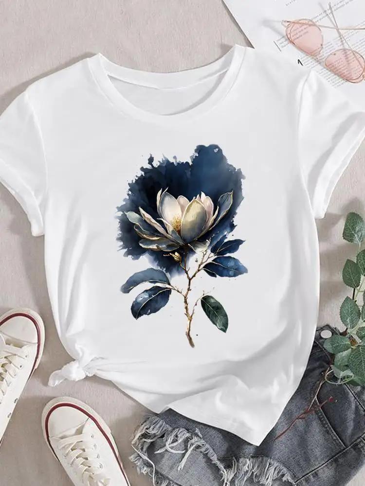 Mode T-Shirt Damen Weiblich Damen Kurzarm Kleidung 90er Trend Blume Süß Grafik T-Shirt Druck Oberteil Kleidung Tee
