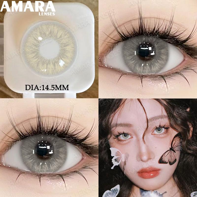 AMARA Schwarzfarbene Kontaktlinsen für Augen Braun Große Farbkontaktlinse Graue Kontaktlinse Natürlich gefärbte Pupillen softlenses Jährlich