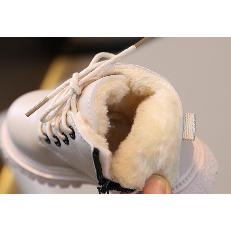 New Winter Children's Fashion Plush-Lined British Short Boots – Boys' Side-Zipper Trendy, Girls' Snow Boots