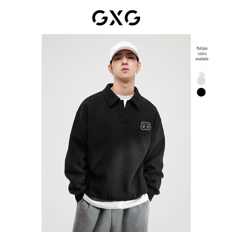 GXG Men s Textured Polo Collar Sweatshirt 2XL