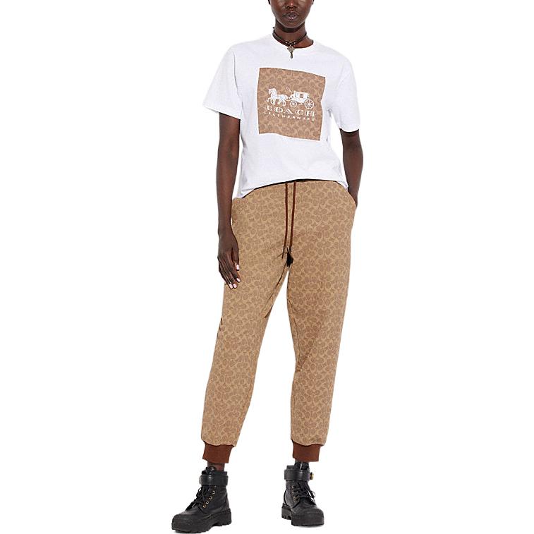 Coach SS23 Patterned Knit Casual Sweatpants Women bottoms Khaki CG771-RYU
