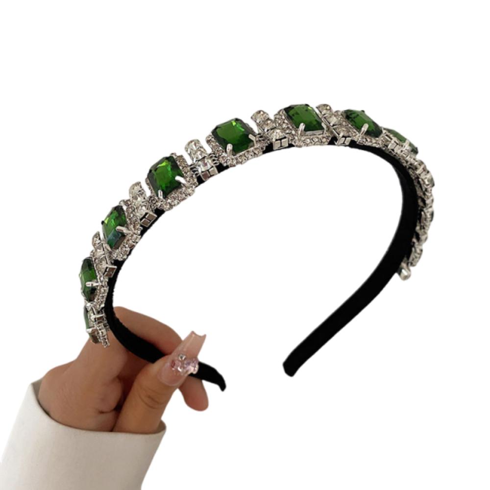 Multicolor Gem Full Rhinestone Headbands Square Rhinestone Shiny Baroque Tiara Luxury Multi-purpose Crystal Hair Hoops