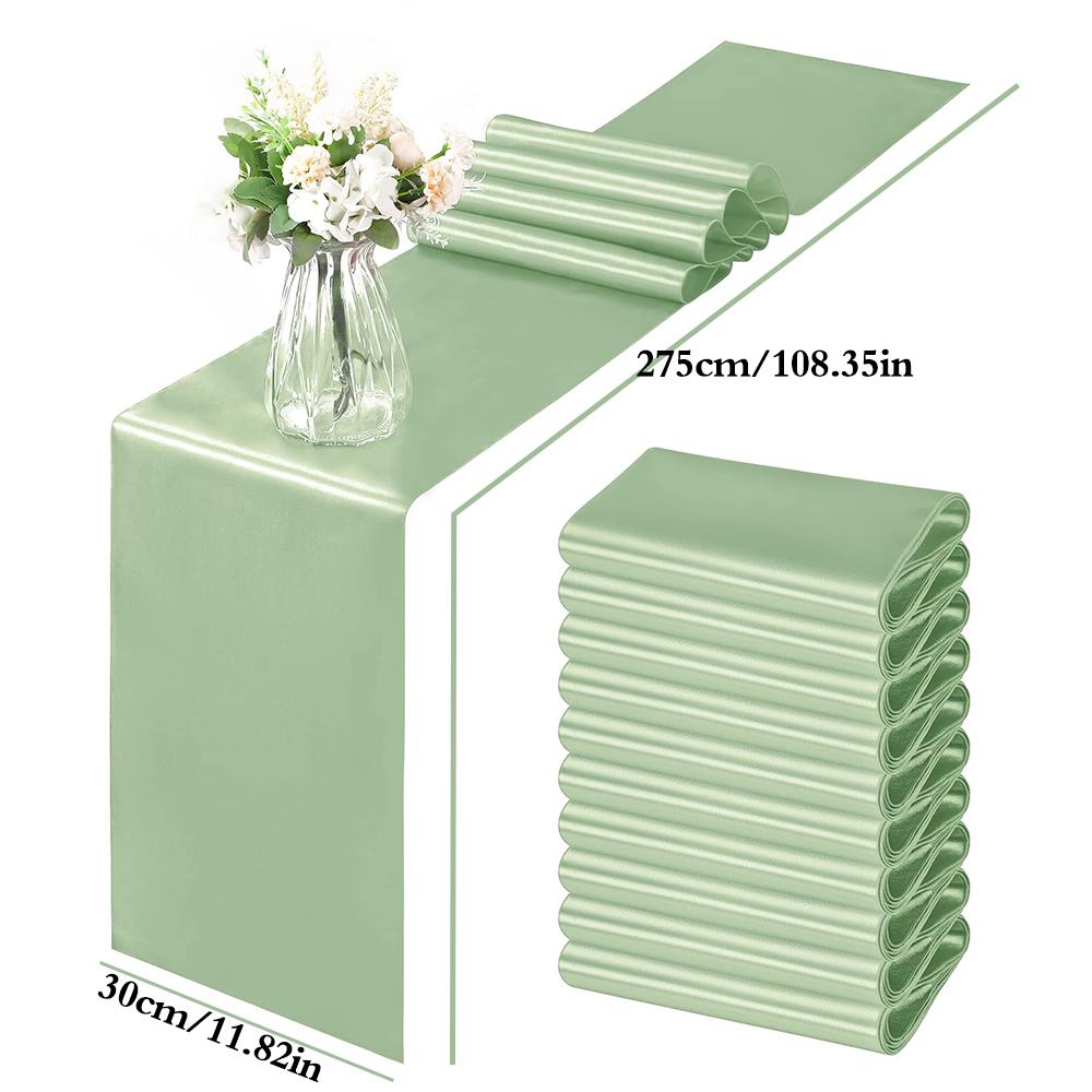 

Satin Table Runner Green Gold Wedding Satin Smooth Table Runner for Wedding Banquet Party Hotel Table Decoration 30*275 CM зелений