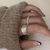 Adjustable Geometric Twist Texture Ring - Trendy Women's Wide Band for Index Finger