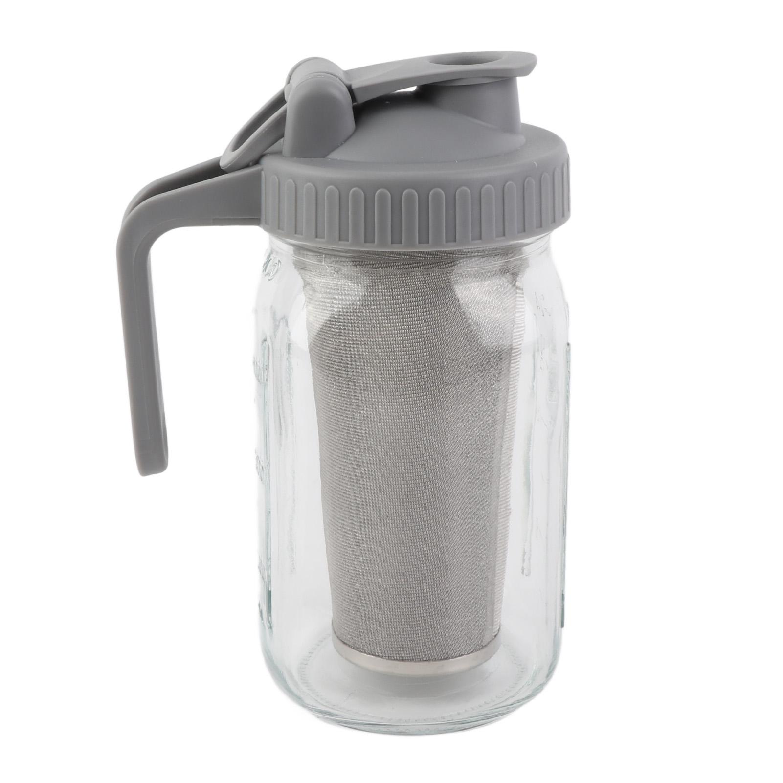 

Glass Mason Jar Pitcher with Lid Wide Mouth Large Capacity Leakproof Glass Jug with Filter Lid Cold Brew Pitcher for 32oz