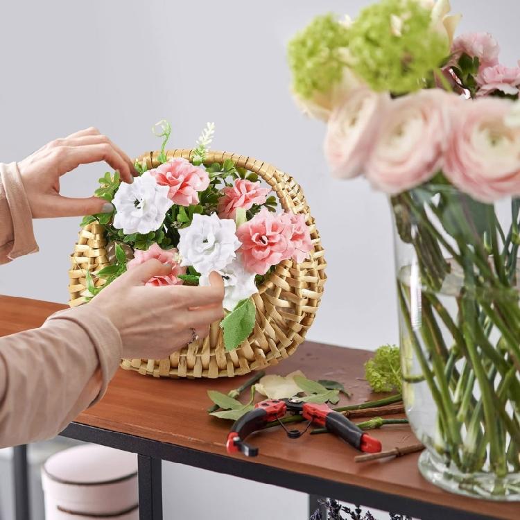 Moon Shape Plant Holder Basket With Sturdy Handle Decorative Storage Bin For Convenient Portability