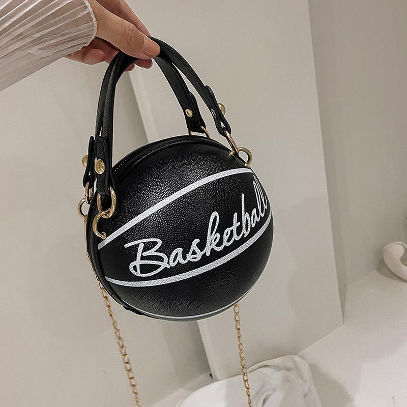 2025 Crossbody Bag New Network Red Personality Fun Pink Ins Versatile Chain Football Basketball Shoulder Bag Small Round Bag