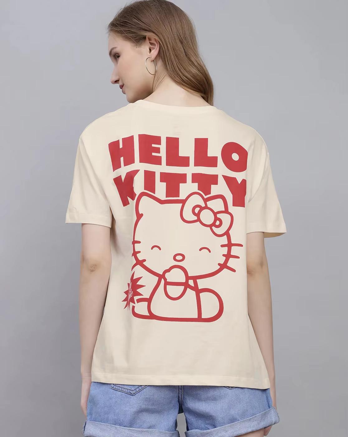 

2026 new Summer HelloKitty Cartoon Graphic Tee Casual Short Sleeve Cotton Tops for Adults Kids Lovely Kawaii Streetwear Style S
