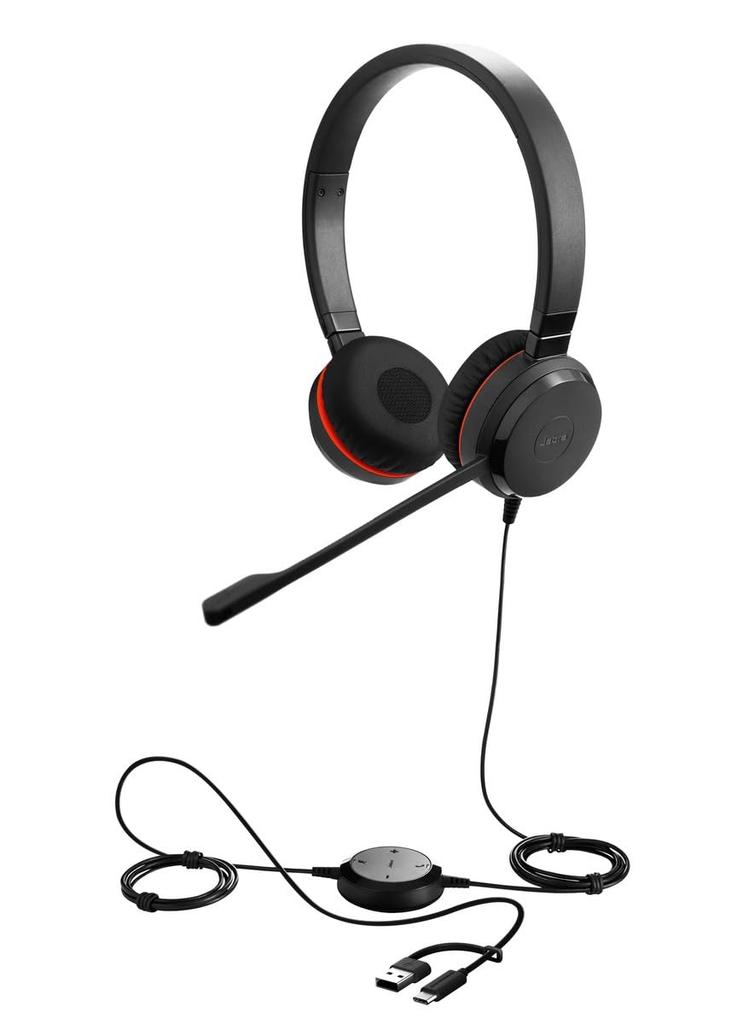 Jabra Evolve 30 II, Microsoft Teams Certified Stereo Corded Headset with Call Control Unit, Noise-Canceling Microphone, and LED Indicators for Sound