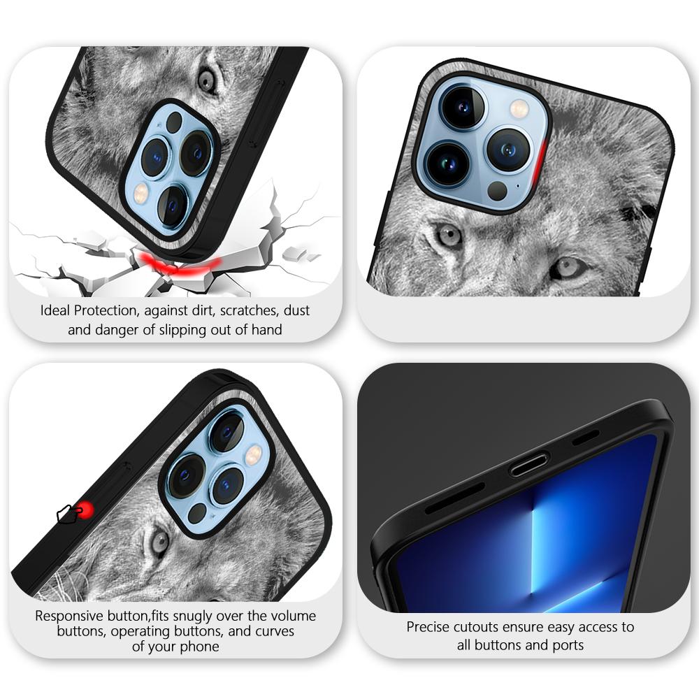 Löwe-Telefonhülle aus gehärtetem Glas für iPhone 14 13 11 12 Pro Max Mini Xs Xr