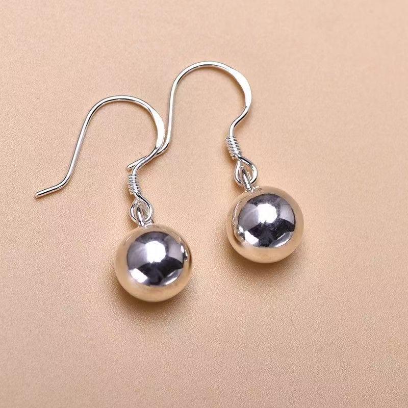Sterling Silver Ball Bell Earrings for Women - Simple and Trendy Dangle Jewelry Gift