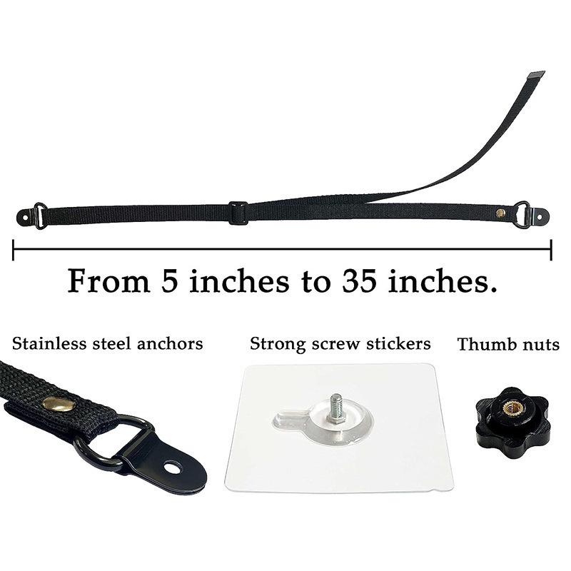 Adjustable TV Safety Straps for Screen Stability and Anti-Tip Protection On Cabinets or Desks