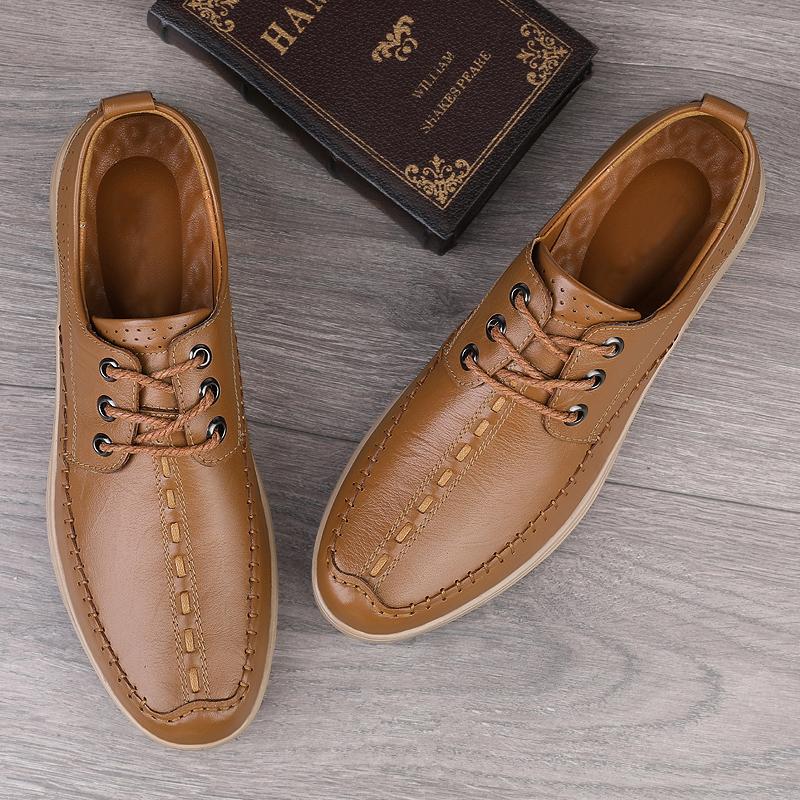 Luxury Casual Genuine Leather Shoes Men Sneakers Fashion Oxford Shoes For Men Bureau Office Footwear Flats Brand Newest Men'S Shoes