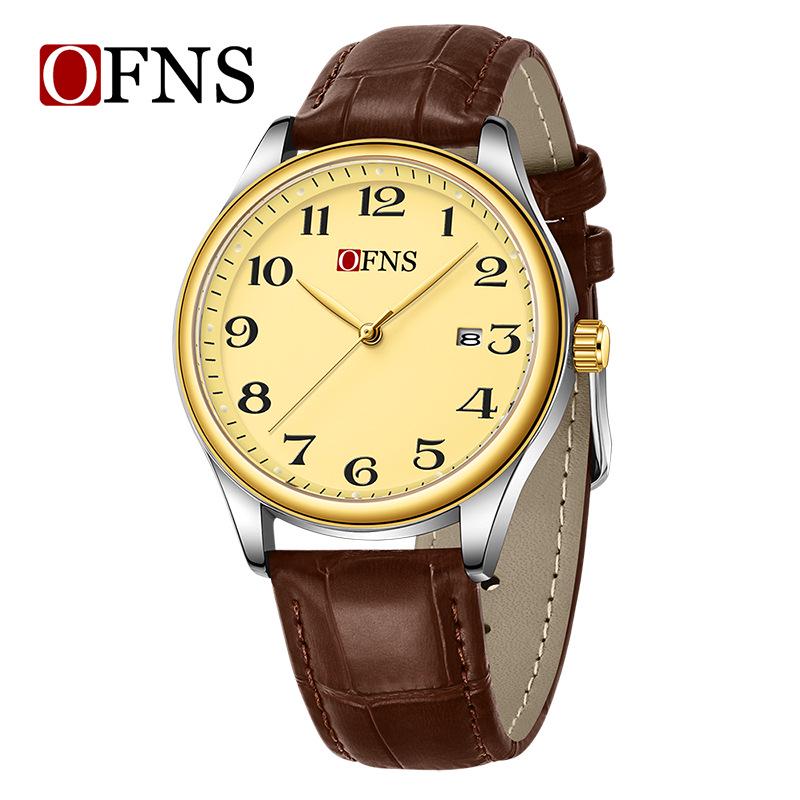 OuFanni Fashion Luminous Quartz Elderly Watch with Large Dial & Calendar