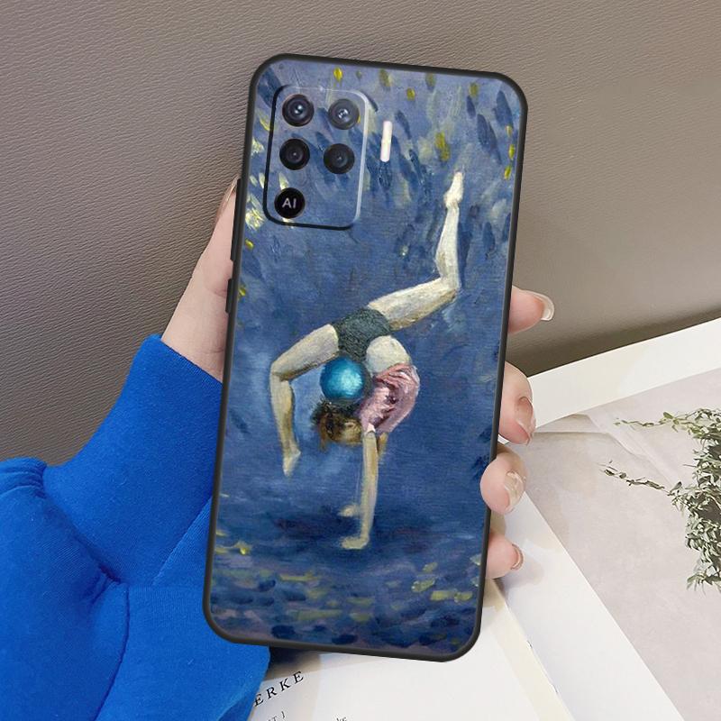 Gymnastics Oil Painting For OPPO Find X3 X5 Pro A9 A5 A31 2020 A15 A16 A52 A72 A1K A83 A91 A54 A74 A94 A53S Case
