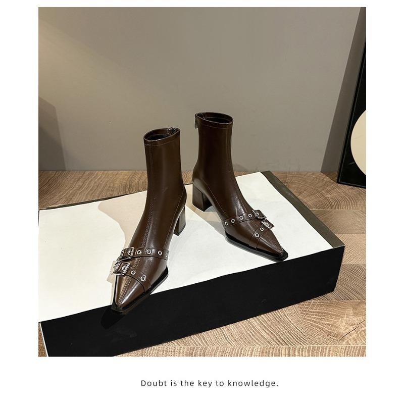 Ankle High Heels Women Chelsea Boots Sexy Pointed Toe Designer Shoes New Brand Winter  Shoes Dress Gladiator Lady Chaussures