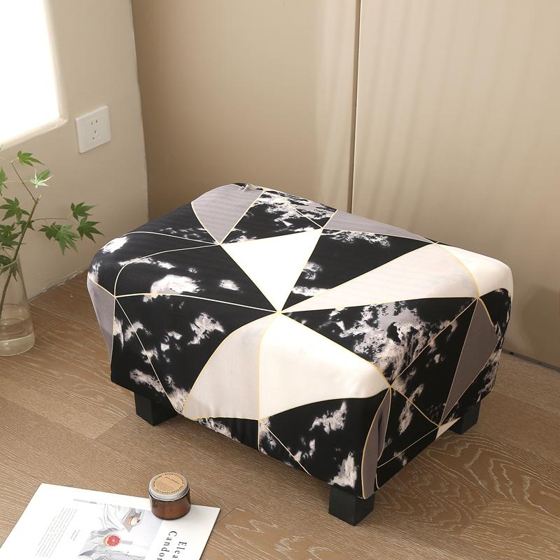 17 Styles Stretch Footstool Cover Ottoman Slipcover Pouffe Dustproof Rectangle Slipcover Print Fabric Furniture Protective Cover