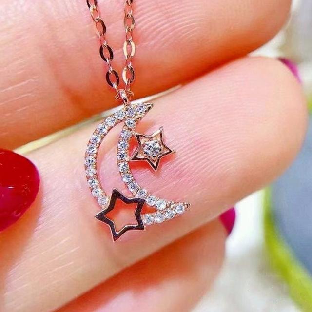 

Модные ожерелья для женщин, подвески в виде звезд и луны, ювелирные изделия с блестящими цирконами, аксессуары для милых девушек, эффектный подарок 45cm