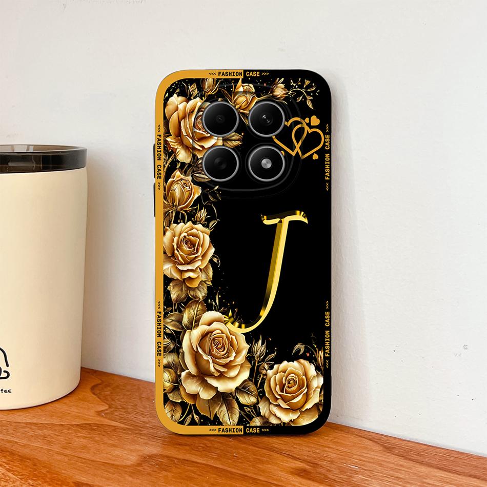 Case For Poco M8 Pro / Poco M5 M5S Fashion Rose Letters Soft Liquid Silicone Phone Shell For Poco M 8 M 5 Lightweight Funda