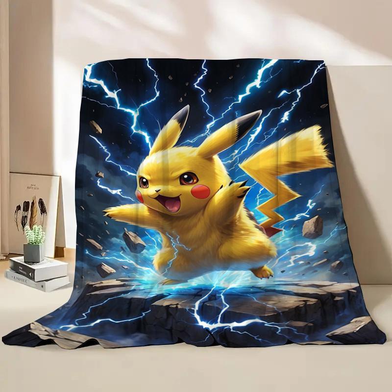 Anime Pokemon Flannel Fluffy Soft Blanket Pikachu Home Sofa Lunch Break,Throw Blanket For Kids Student Bed Blanket Nap Cover
