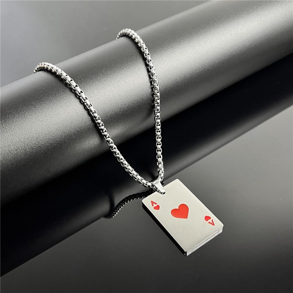 Hip Hop Poker Pik Ass Herz Ass Männer und Frauen Partner Halskette Schlüsselanhänger Schmuck