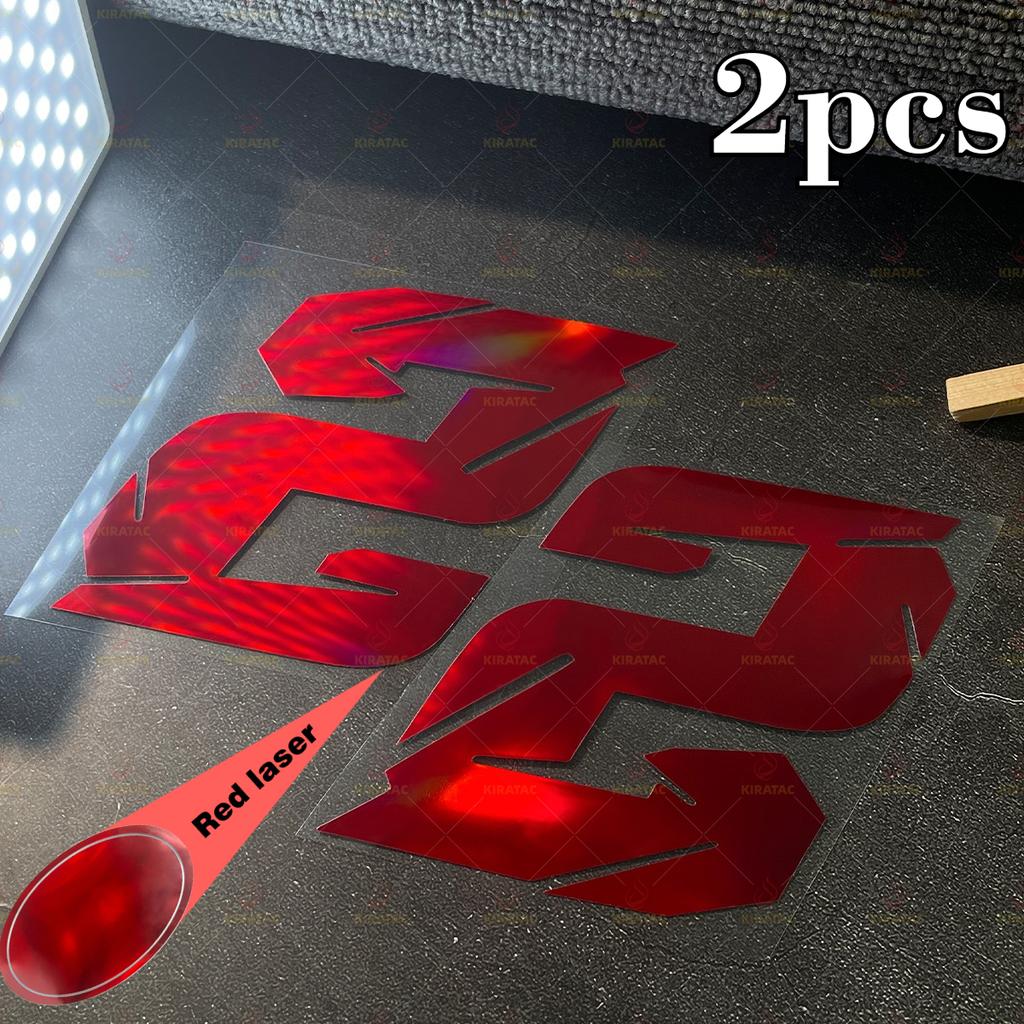 2 Stück Roter Laser Motorradnummer Aufkleber Wasserdicht für Motorradhelm Verkleidung Kraftstofftank Roller Karosserie Universelle Vinyl Aufkleber